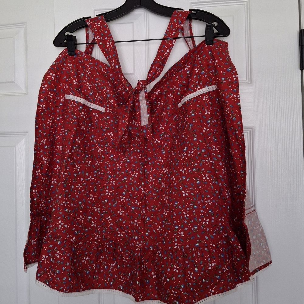 Red Floral Women's Waist Apron
